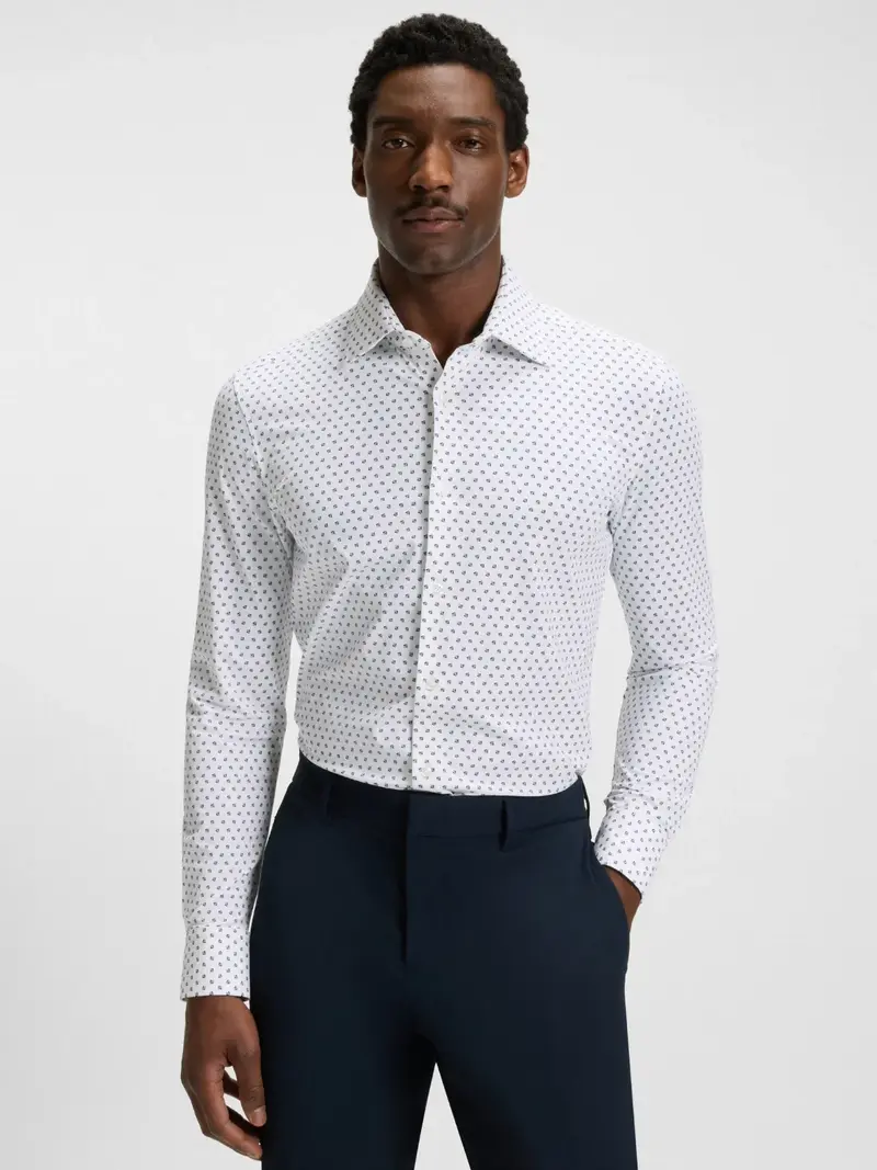 Chemise à motifs BOSS blanche