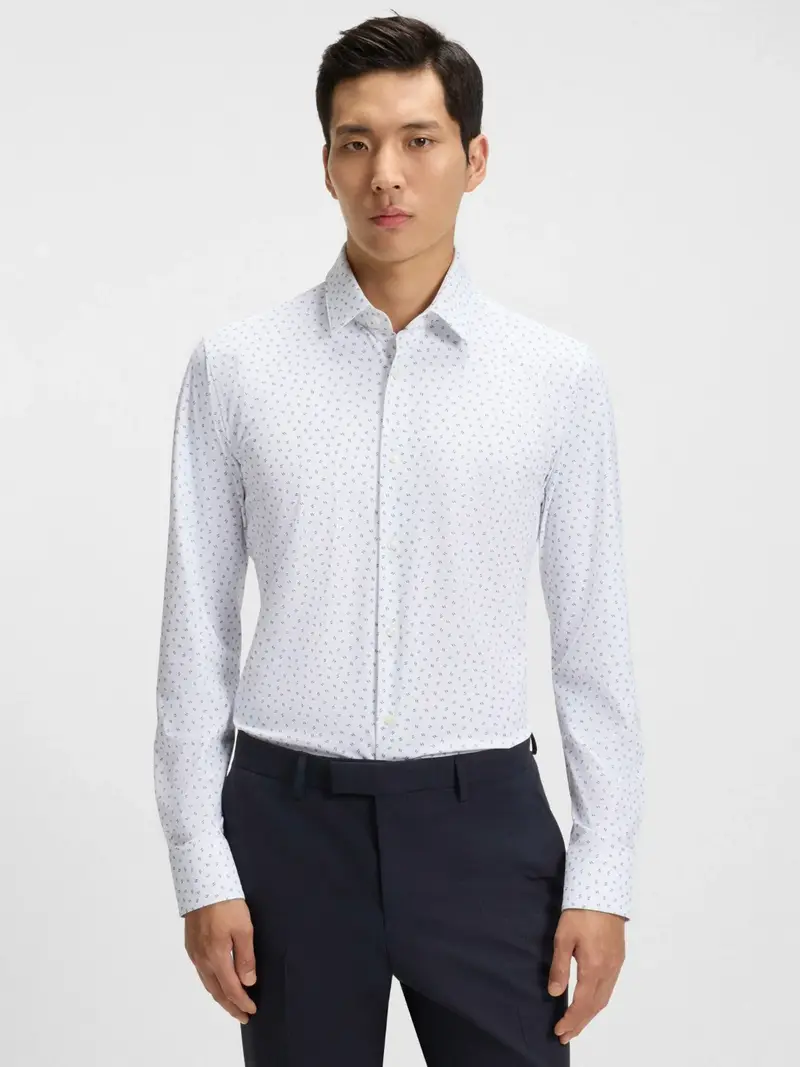 Chemise à motifs BOSS bleue