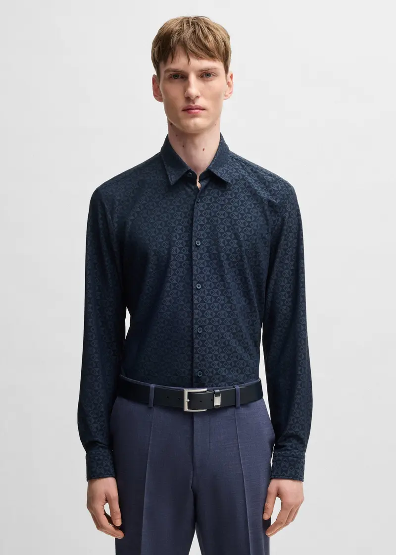 Chemise à motifs BOSS marine