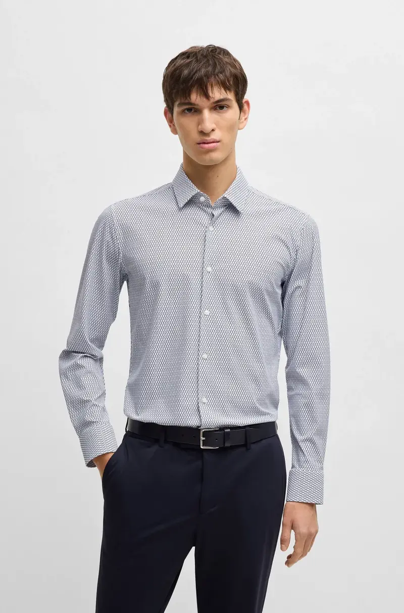 Chemise à motifs BOSS marine