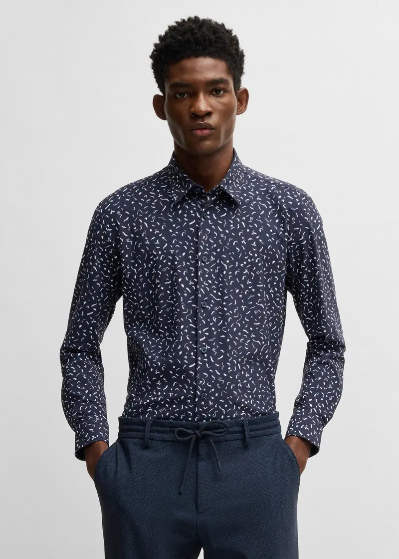 Chemise à motifs BOSS marine