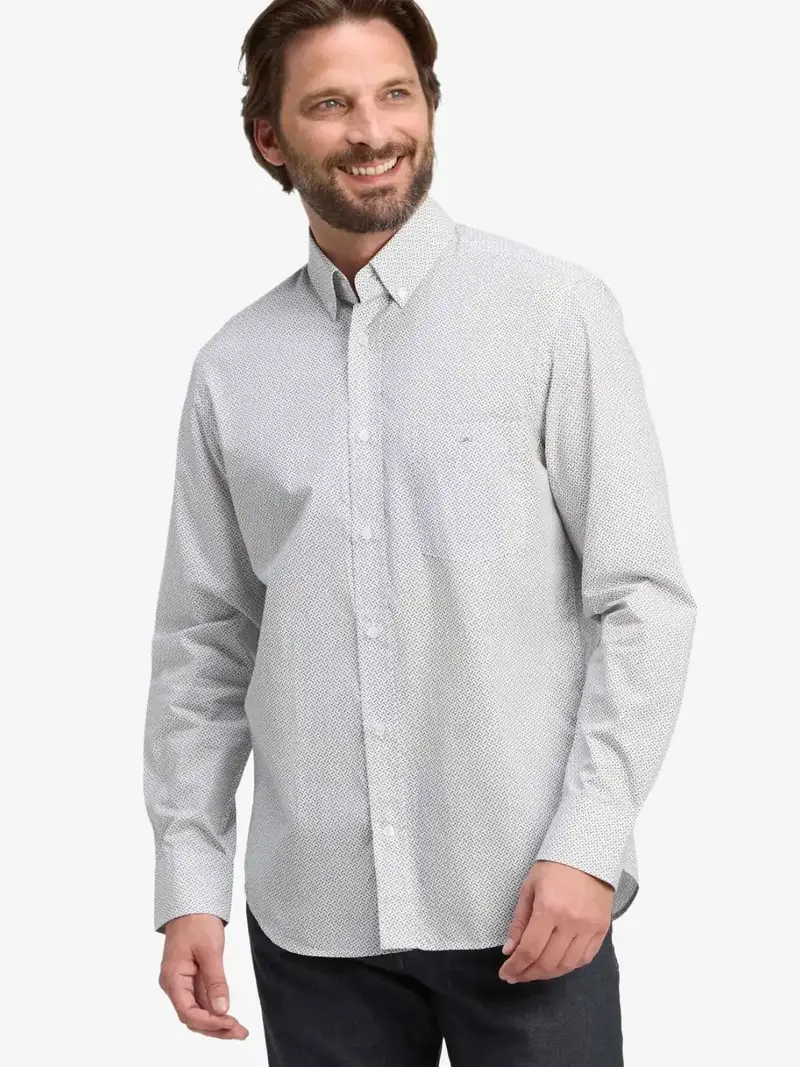 Chemise à motifs Eden Park blanche en coton