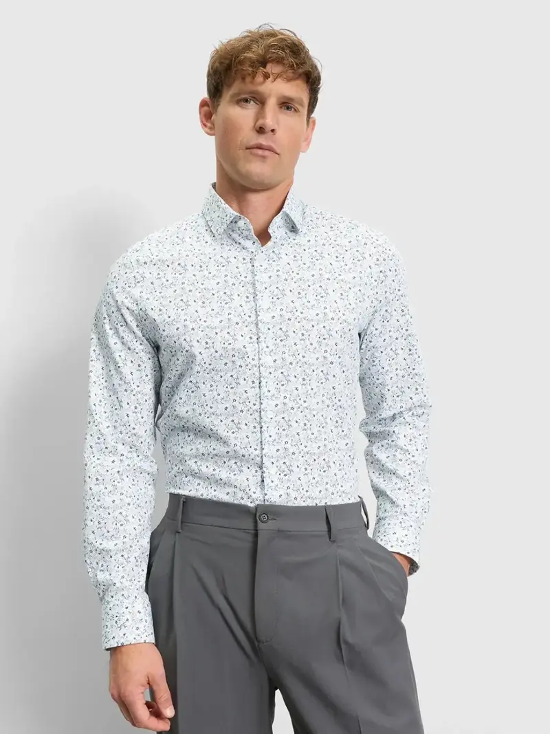 Chemise à motifs OLYMP ajustée blanche