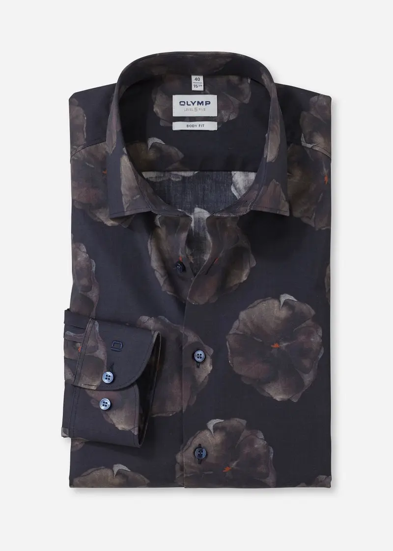 Chemise à motifs OLYMP ajustée marine