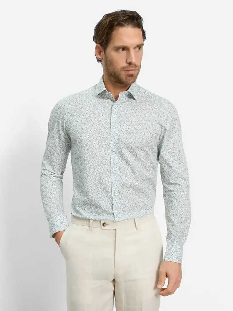 Chemise à motifs OLYMP ajustée verte