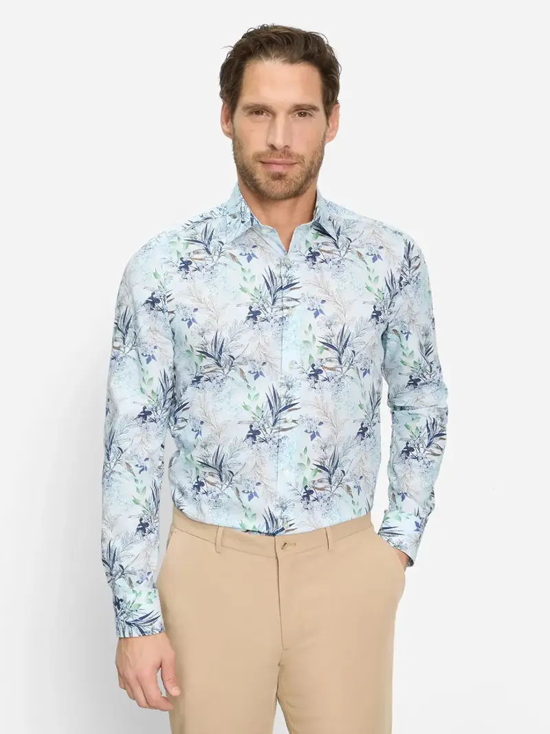 Chemise à motifs OLYMP bleue en coton