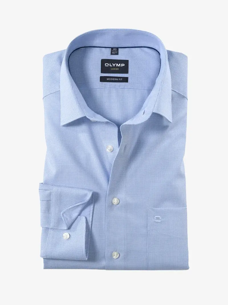 Chemise à motifs OLYMP bleue en coton
