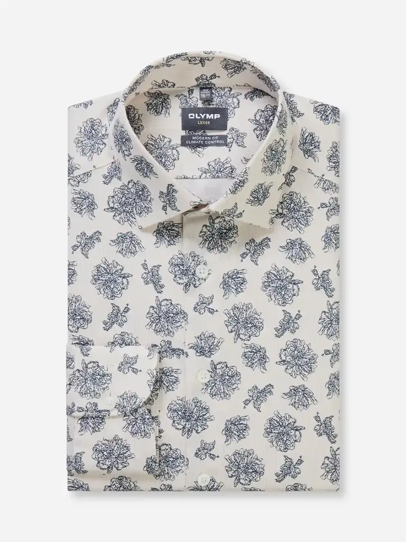 Chemise à motifs OLYMP droite beige