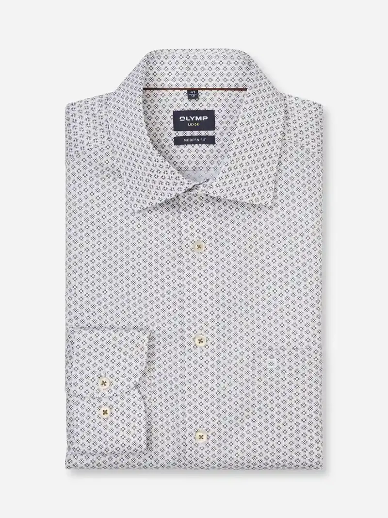 Chemise à motifs OLYMP droite beige