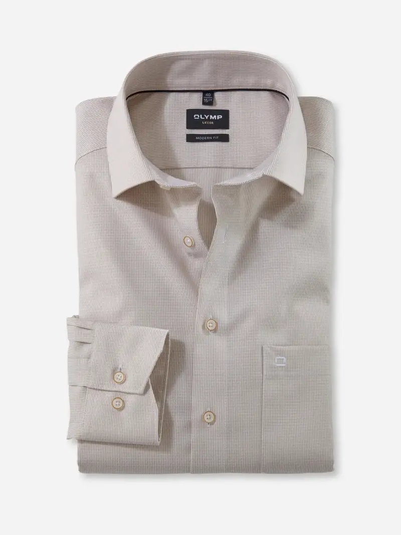 Chemise à motifs OLYMP droite beige