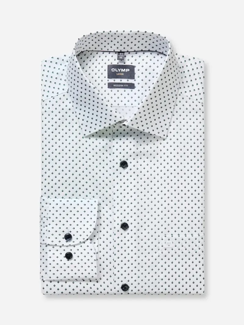 Chemise à motifs OLYMP droite blanche