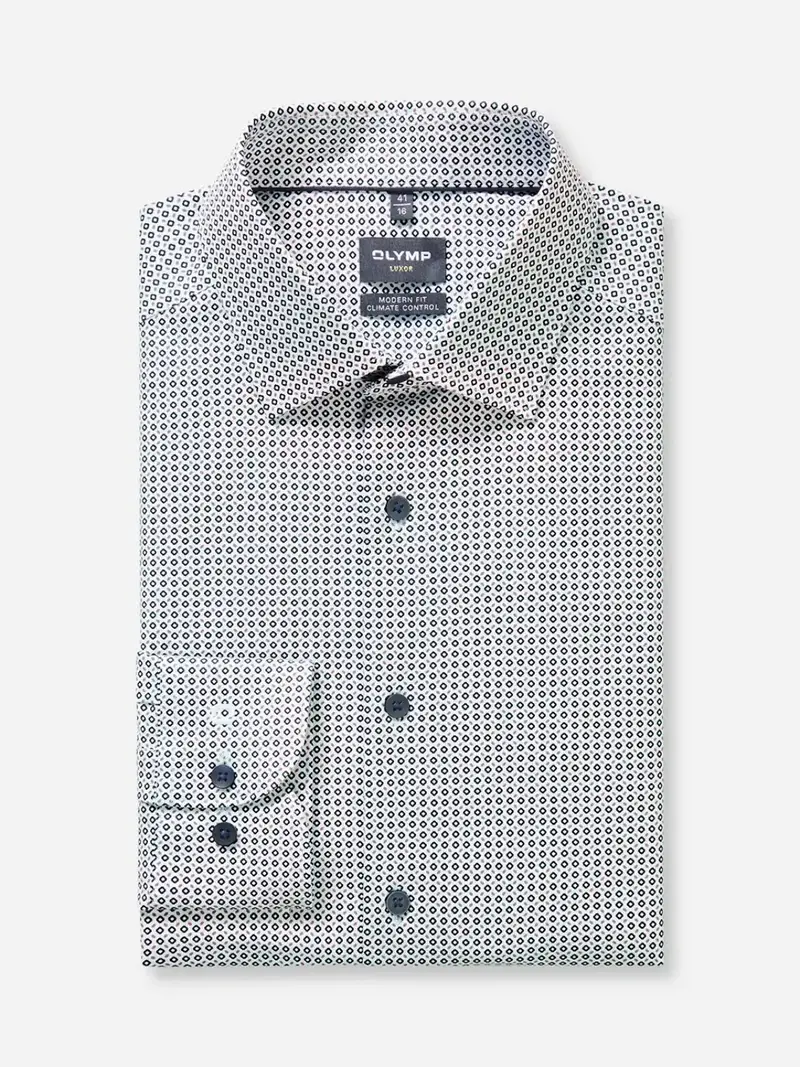 Chemise à motifs OLYMP droite blanche