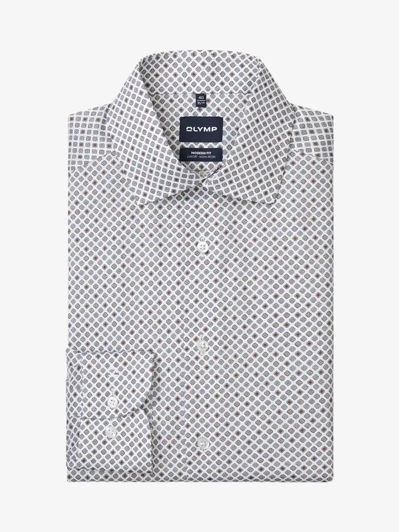 Chemise à motifs OLYMP droite blanche