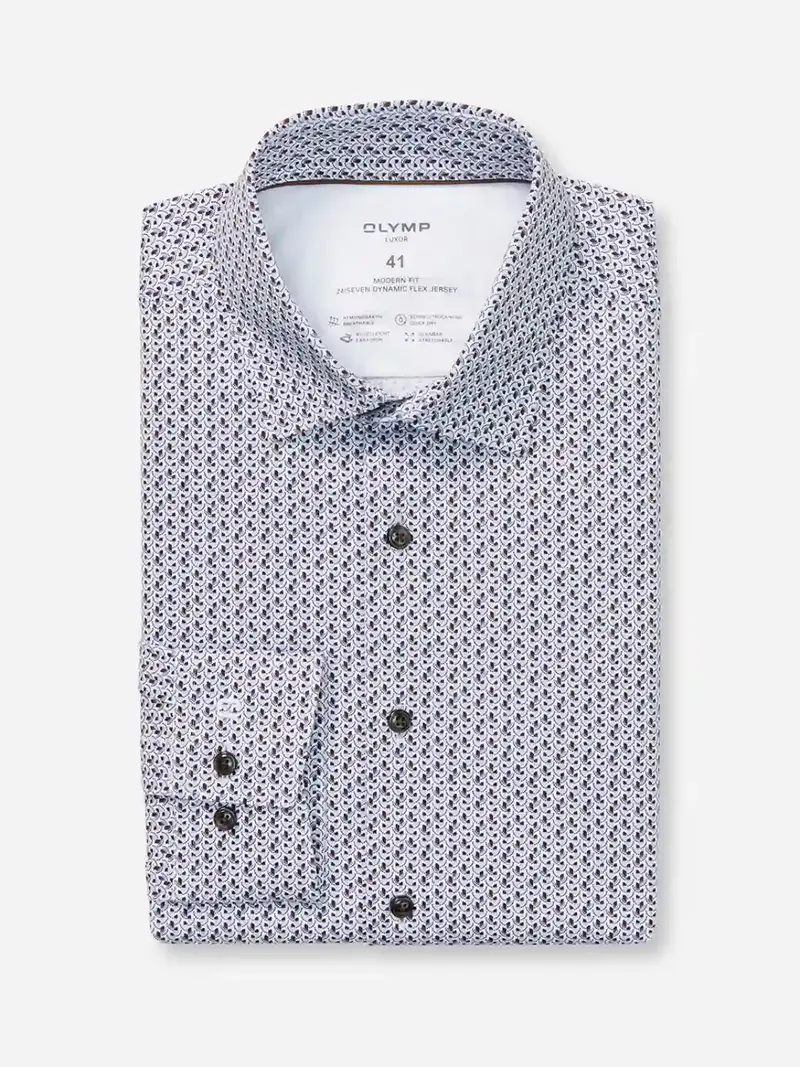 Chemise à motifs OLYMP droite blanche