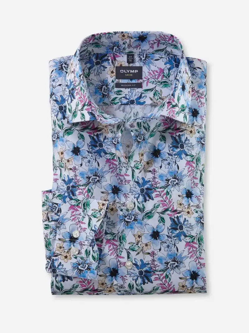 Chemise à motifs OLYMP droite blanche