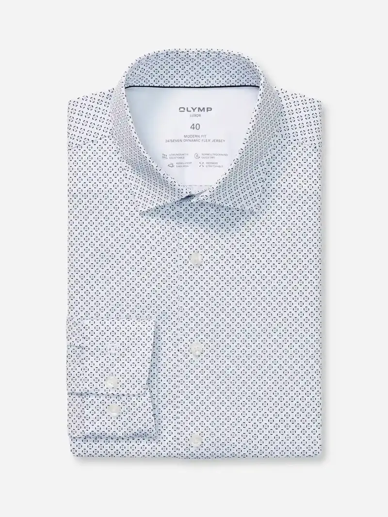 Chemise à motifs OLYMP droite blanche