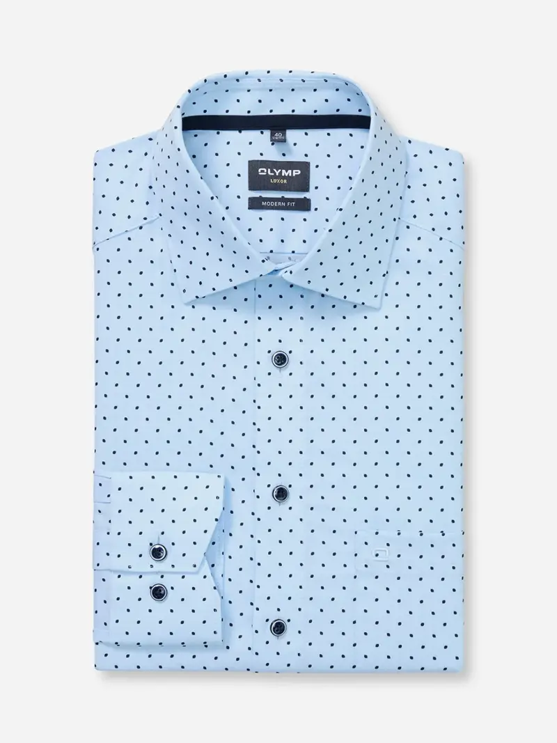 Chemise à motifs OLYMP droite bleue