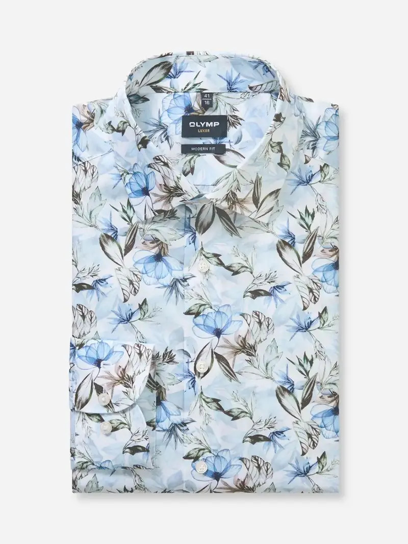 Chemise à motifs OLYMP droite bleue