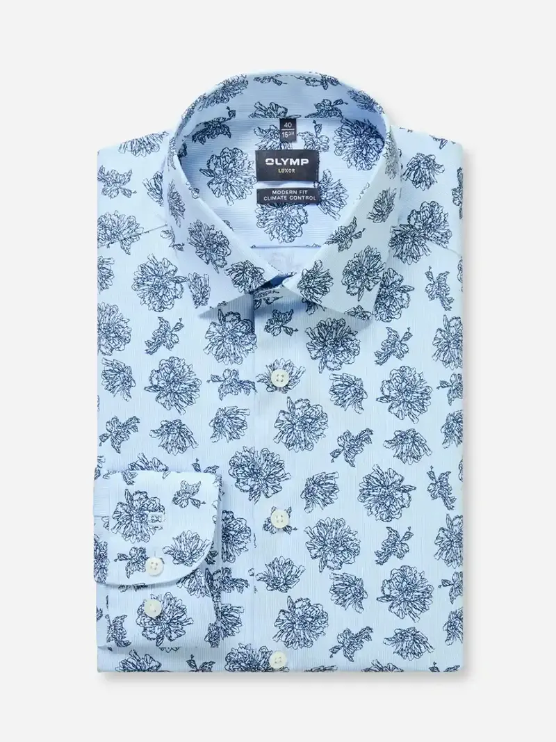 Chemise à motifs OLYMP droite bleue