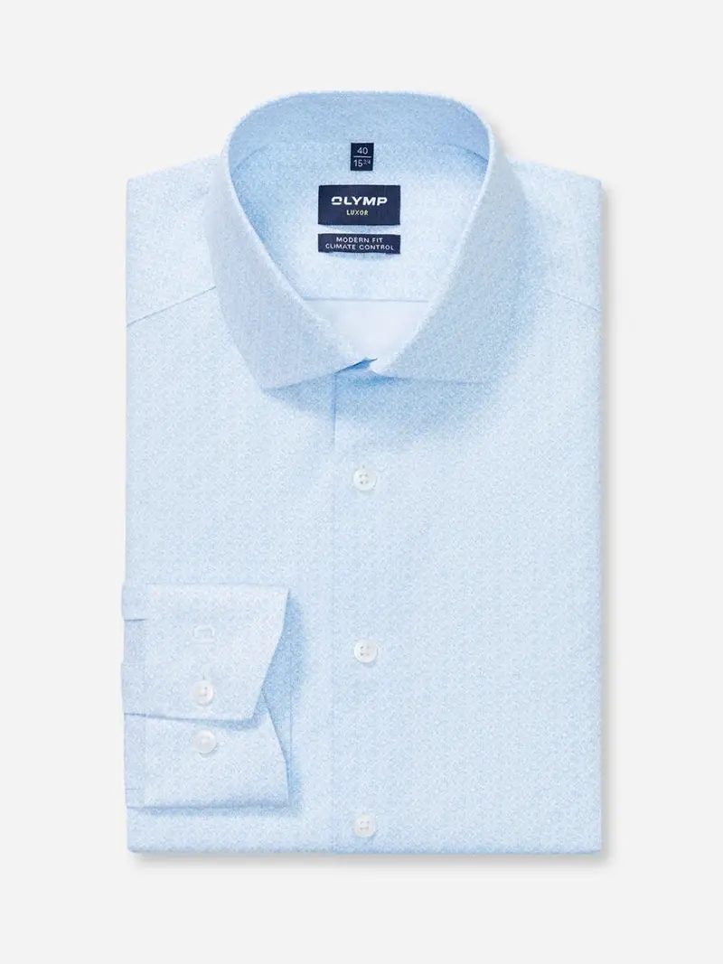Chemise à motifs OLYMP droite bleue