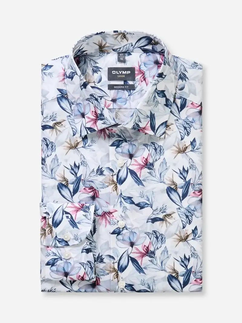 Chemise à motifs OLYMP droite marine