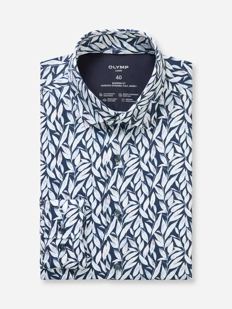 Chemise à motifs OLYMP droite marine