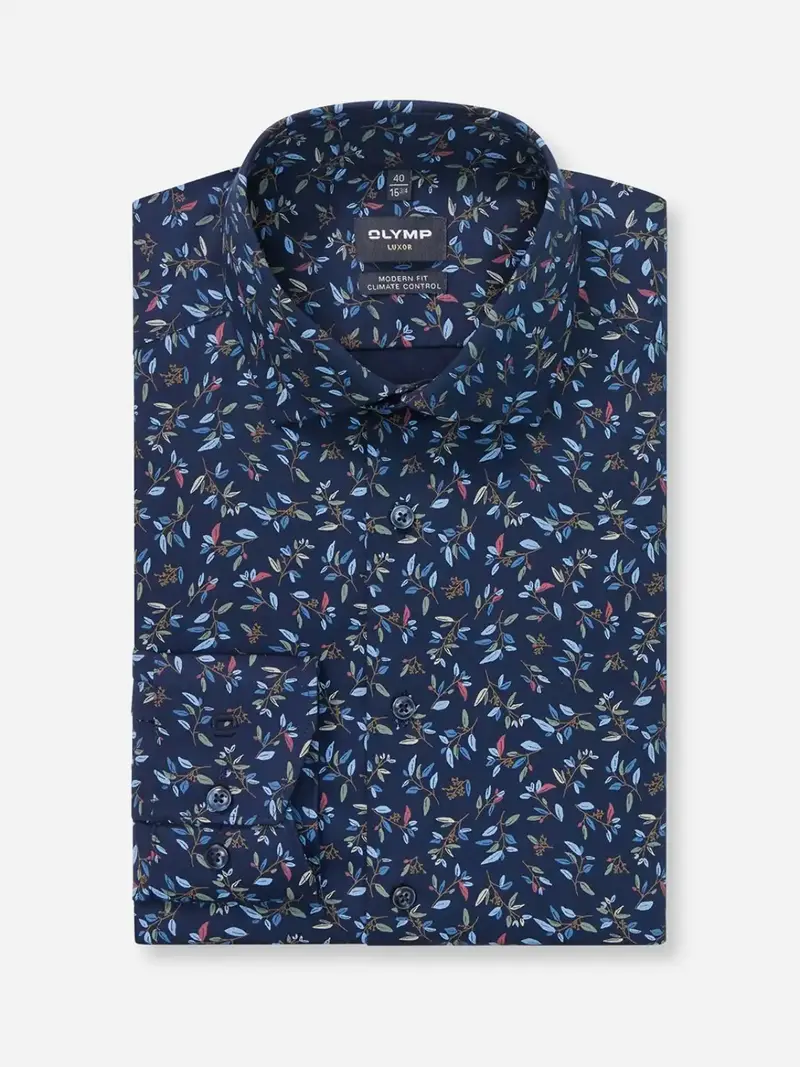 Chemise à motifs OLYMP droite marine