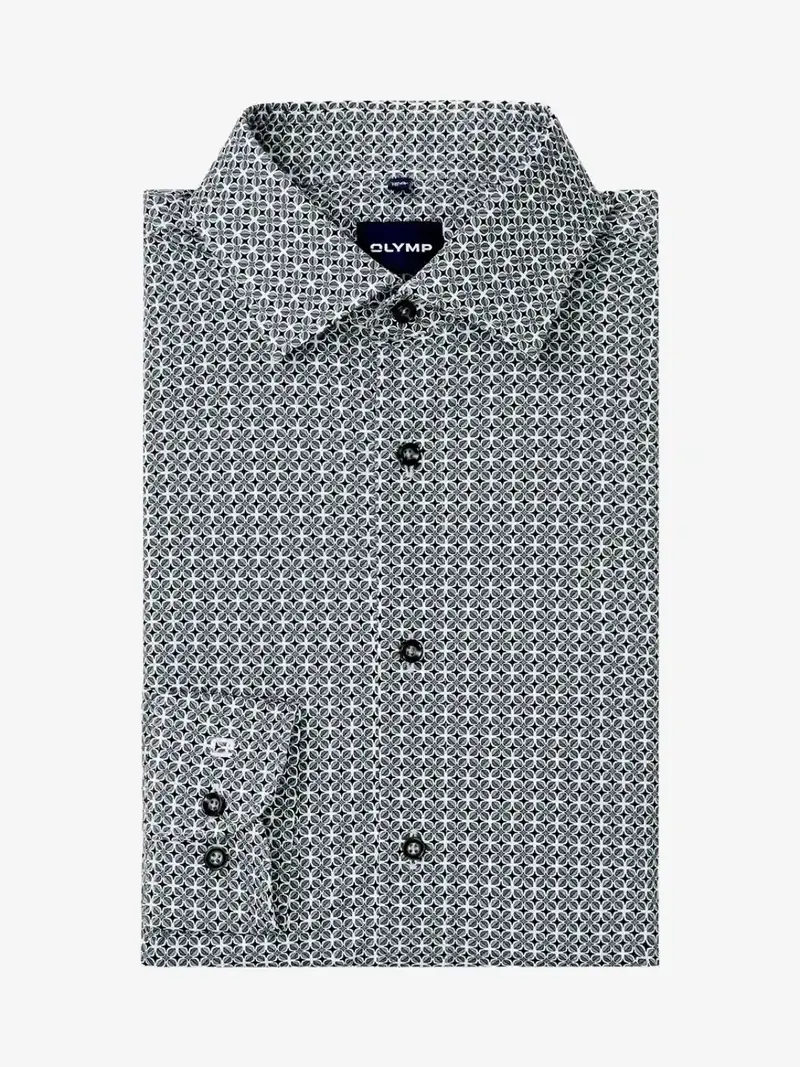Chemise à motifs OLYMP droite verte