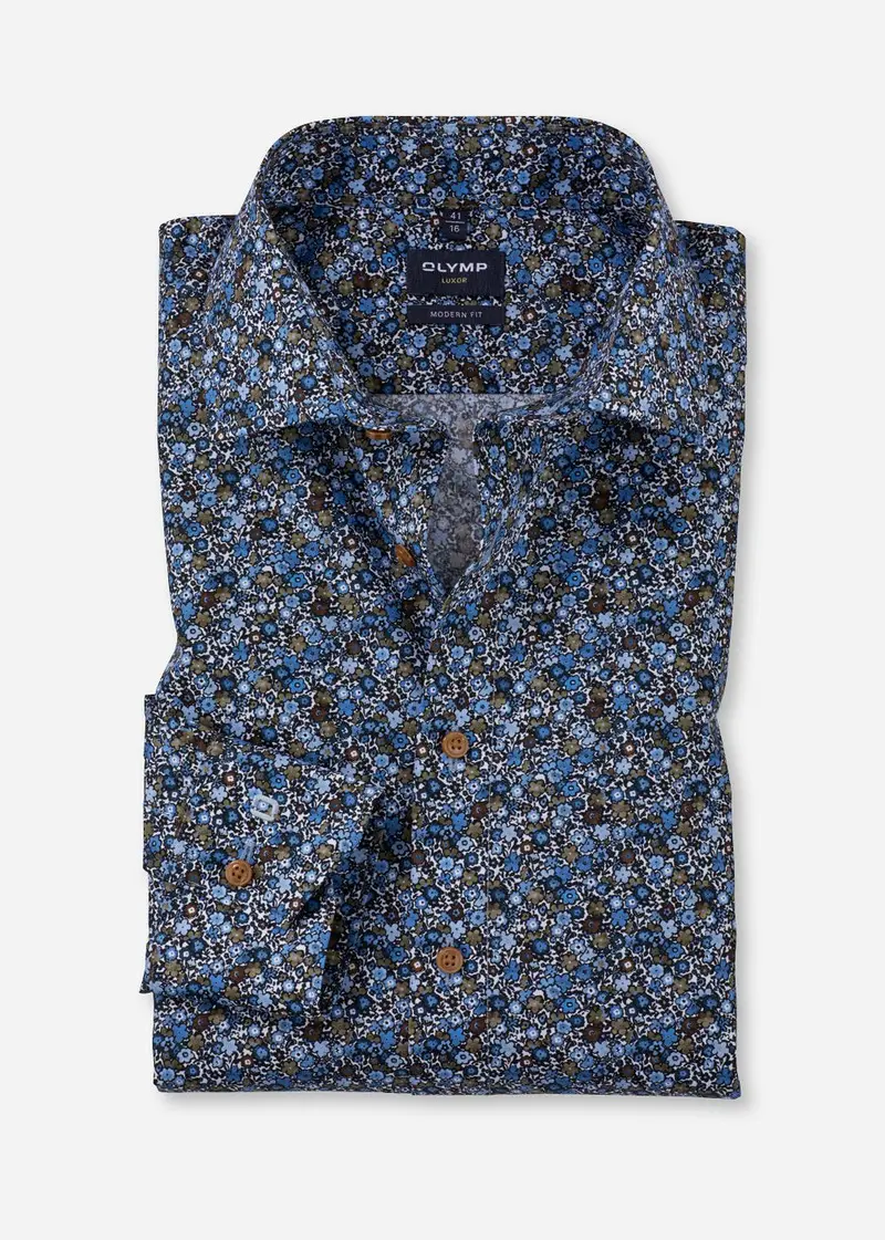 Chemise à motifs OLYMP marine