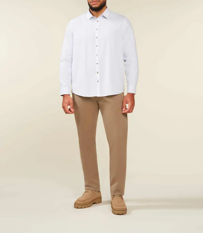 Chemise à rayures blanche et camel JULESBT