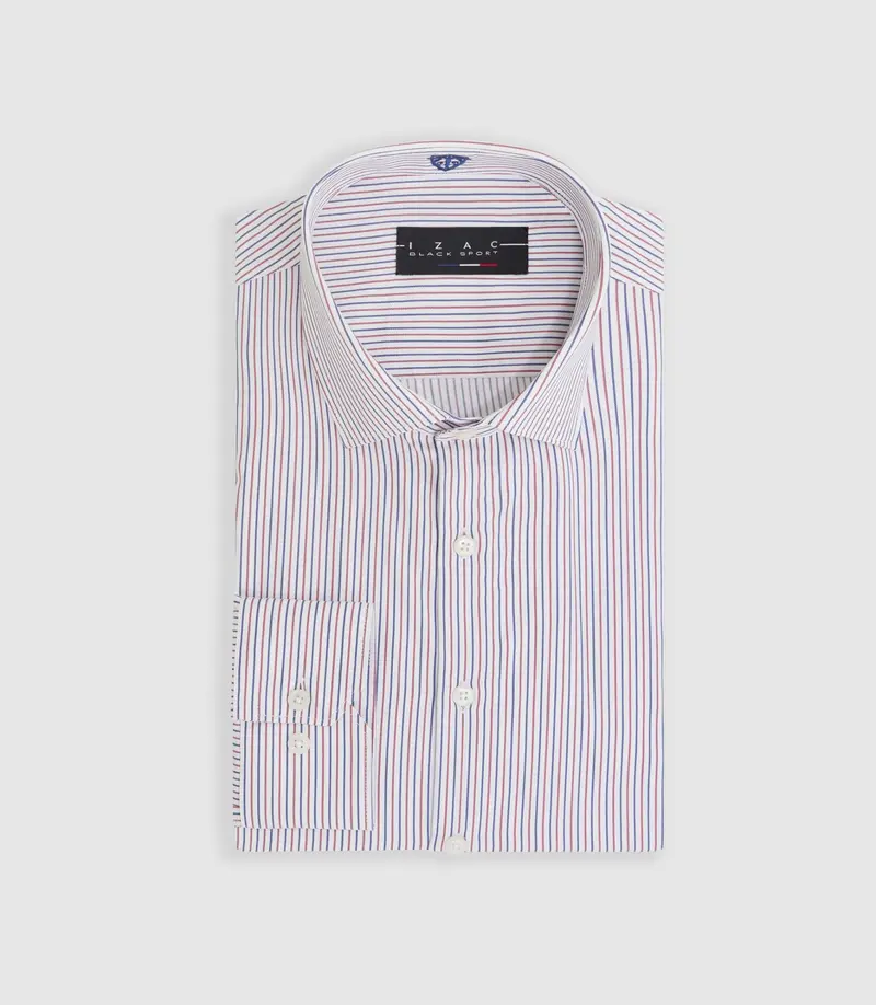 Chemise à rayures bleue et rouge "Mazen"