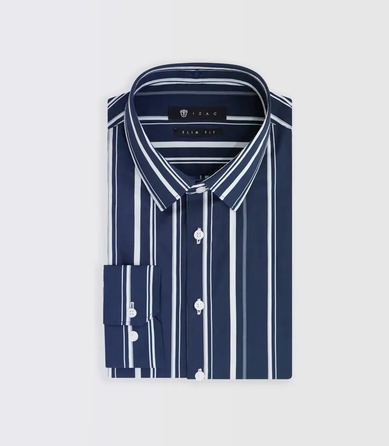 Chemise à rayures marine et blanche "Manil"