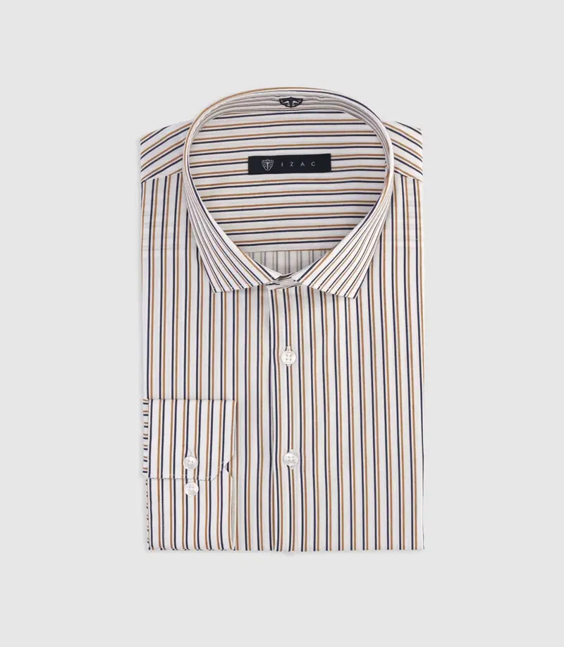 Chemise à rayures marine et camel MICKI