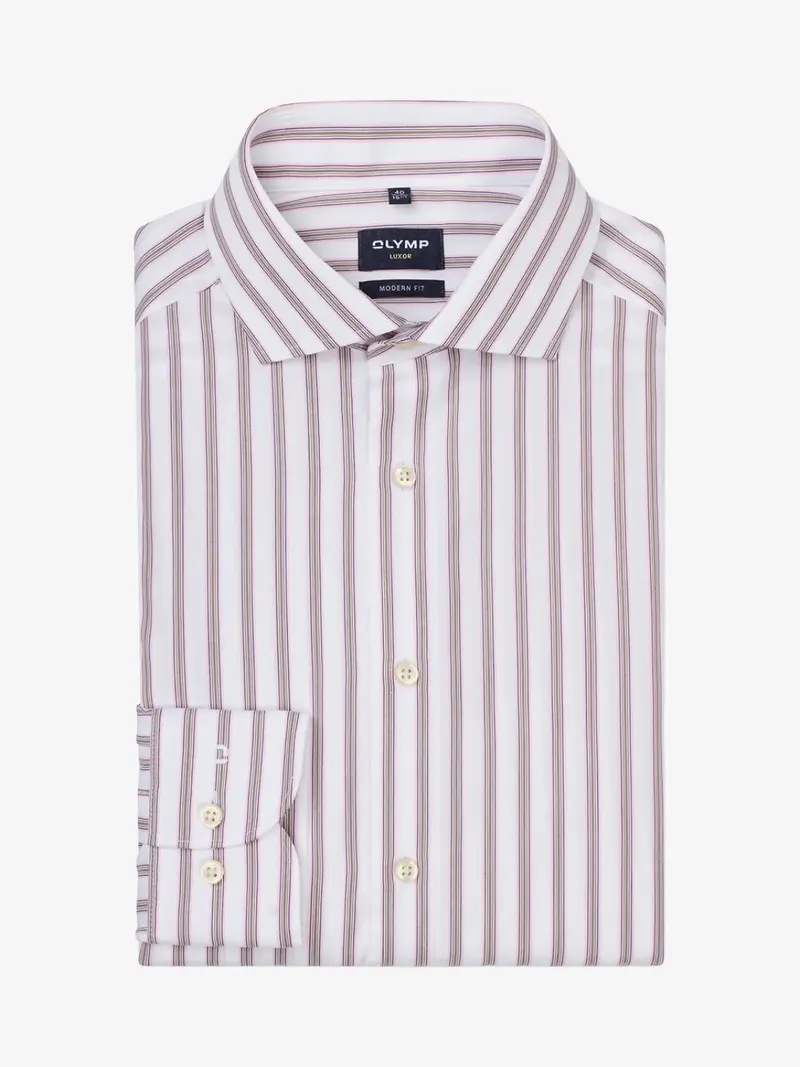 Chemise à rayures OLYMP droite rose en coton