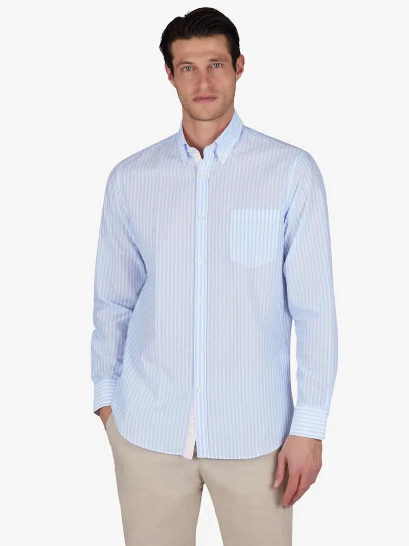 Chemise à rayures Paul & Shark bleue en coton