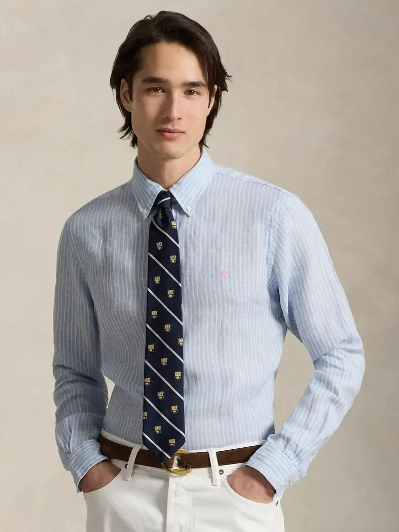 Chemise à rayures  Ralph Lauren bleue en lin