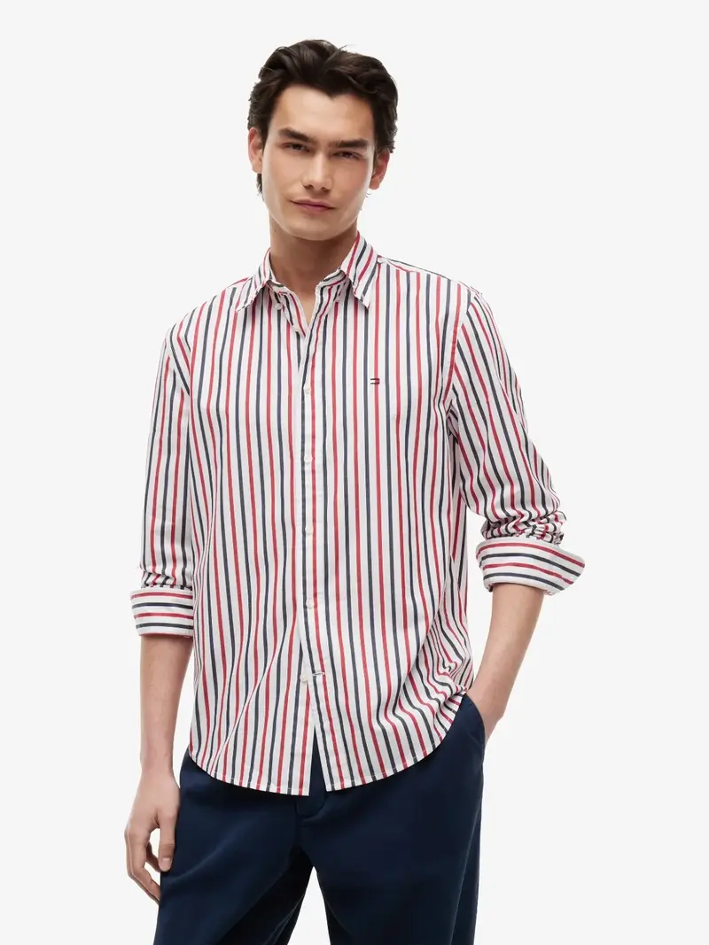 Chemise à rayures Tommy Hilfiger rouge