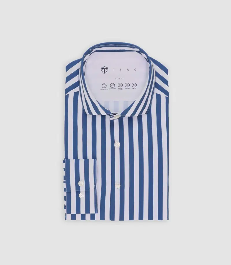 Chemise ajustée rayée bleue