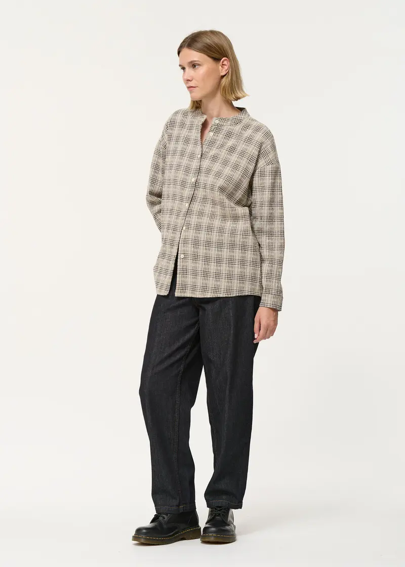 Chemise ample grise à carreaux