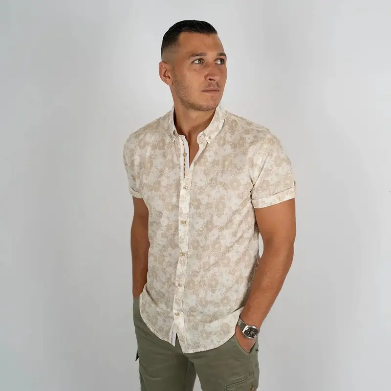 Chemise beige imprimé fleuri