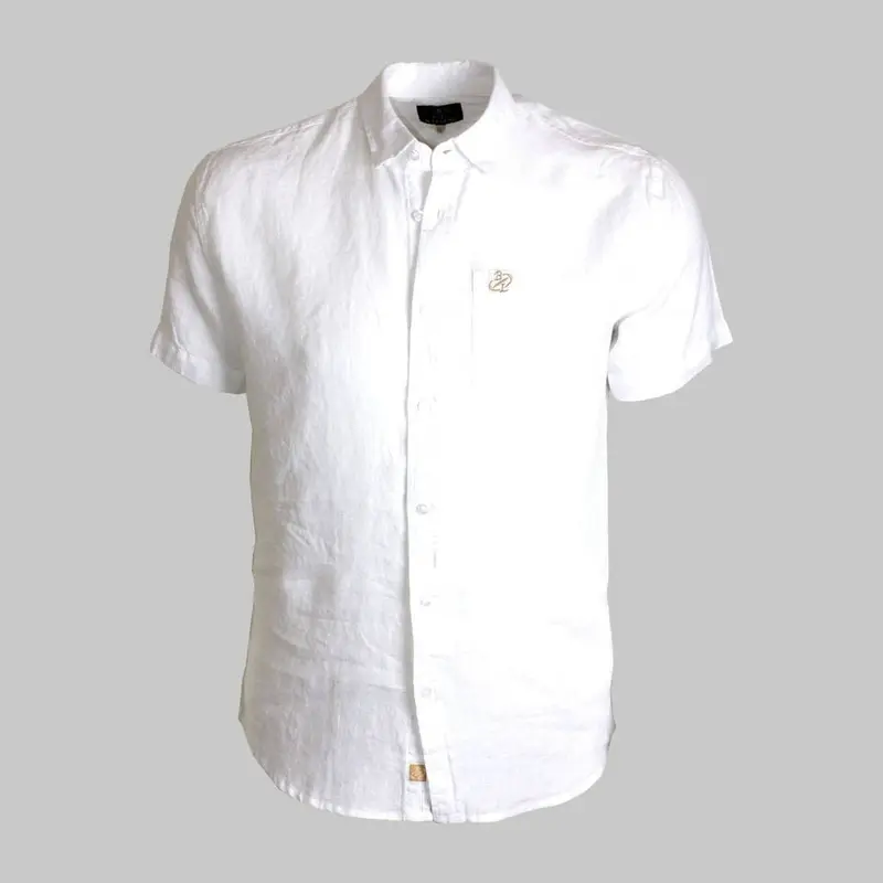 Chemise blanche en lin chiné
