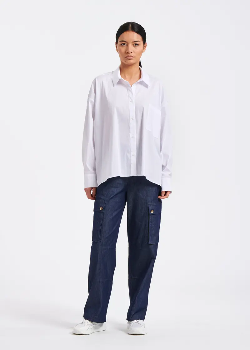 Chemise blanche oversize en popeline de coton