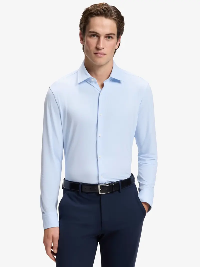 Chemise BOSS bleue en jersey stretch