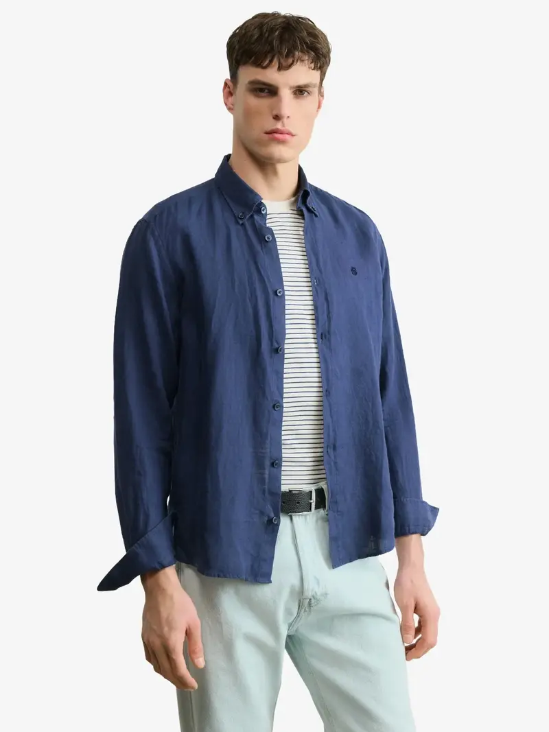 Chemise BOSS marine en lin