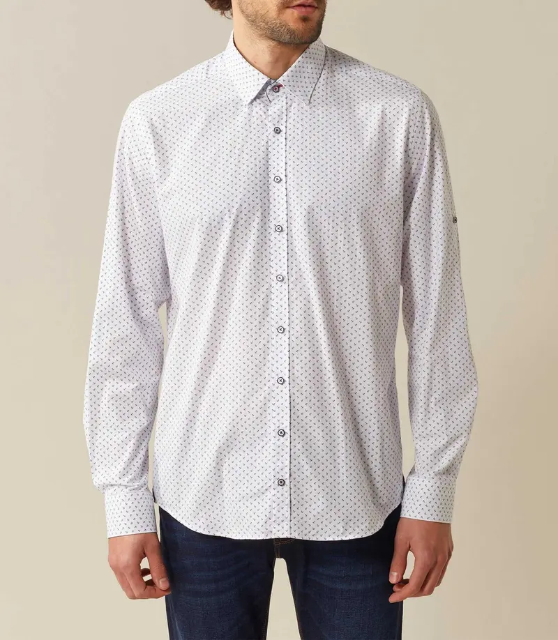 Chemise casual blanc motif ancres "Saphira"