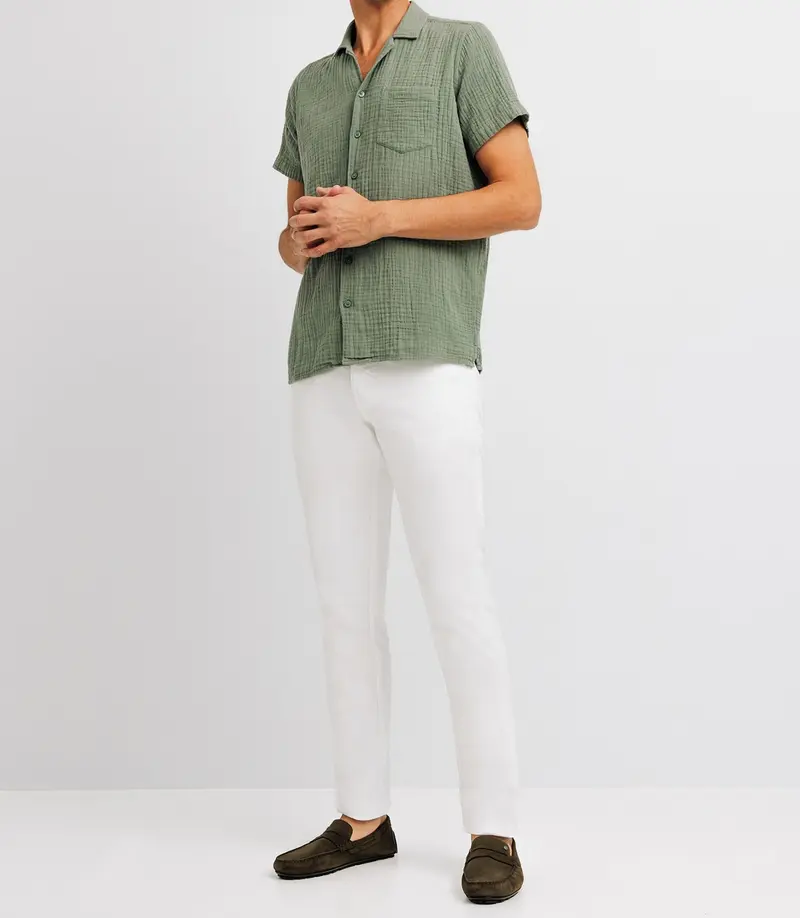 Chemise casual en coton verte