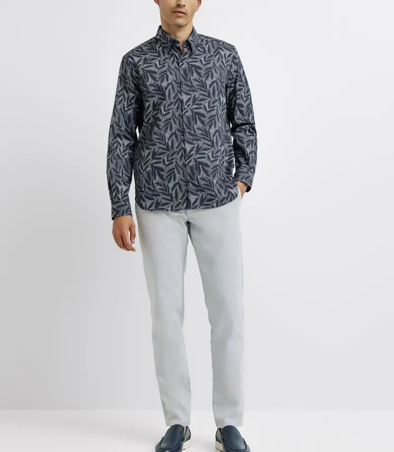 Chemise casual imprimée marine
