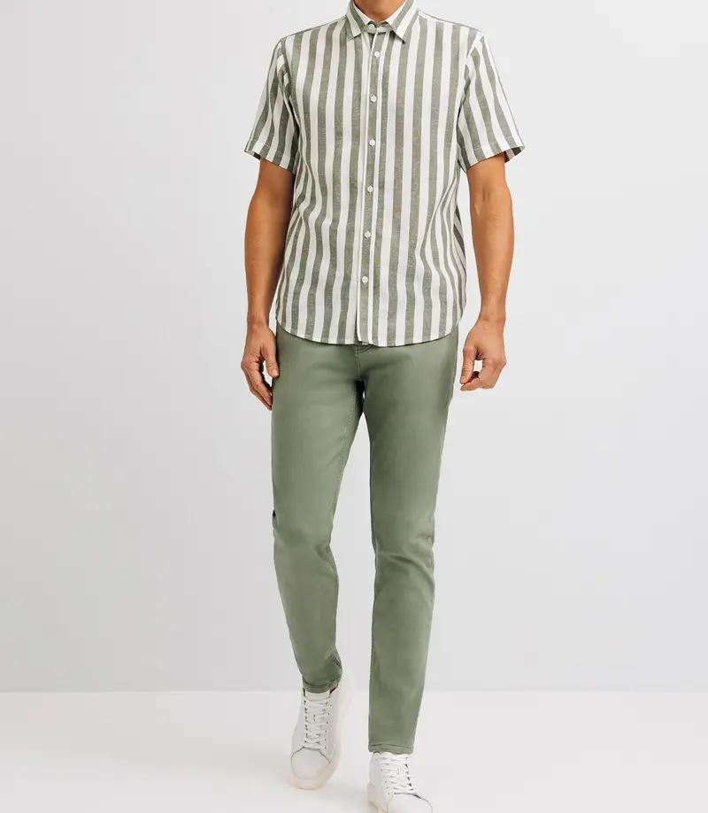 Chemise casual rayée verte