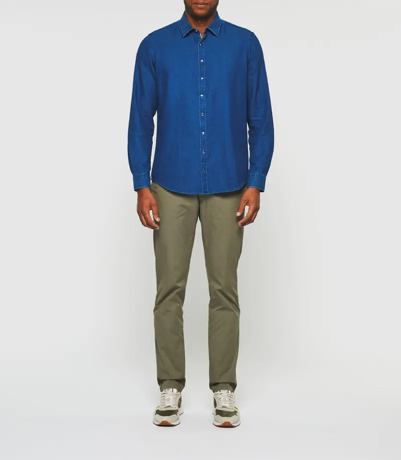 Chemise casual unie jean bleu "Kalan"