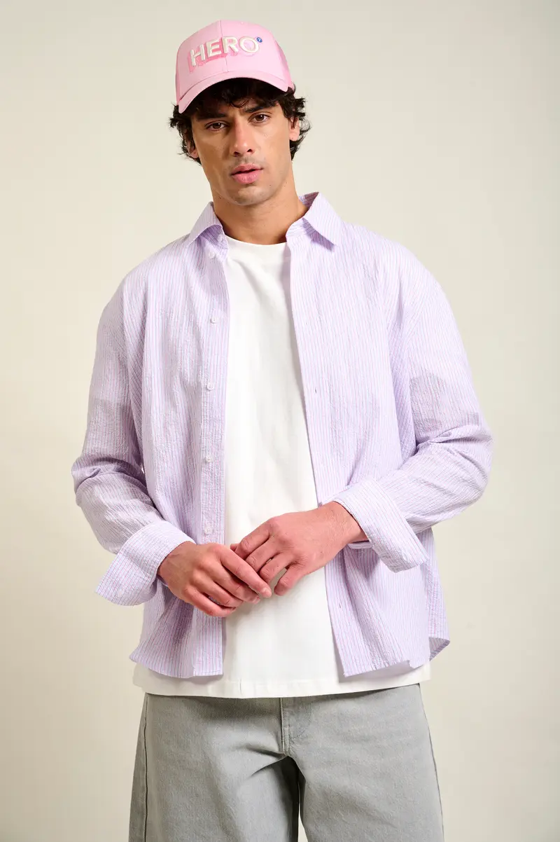 CHEMISE CAYLON STRIPES - PASTEL PINK